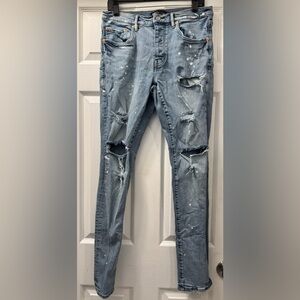 Purple-Brand Distressed Blue Jeans for Men